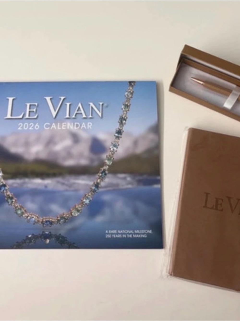Levian Blue & Silver Necklace Promotional Calendar, Pen, and Notebook